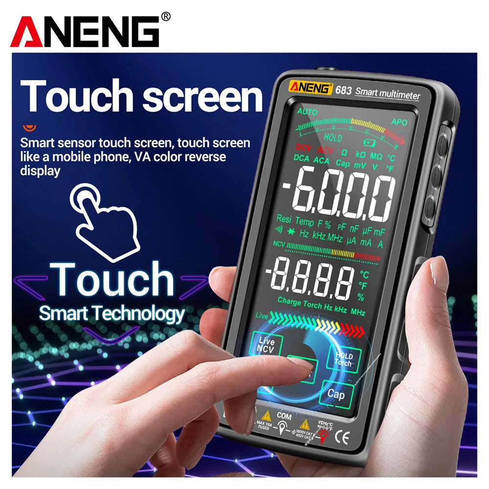 ANENG 683 Smart Digital Multimeter – 6000 Counts, High-End Touch, Rechargeable AC/DC Voltage Tester