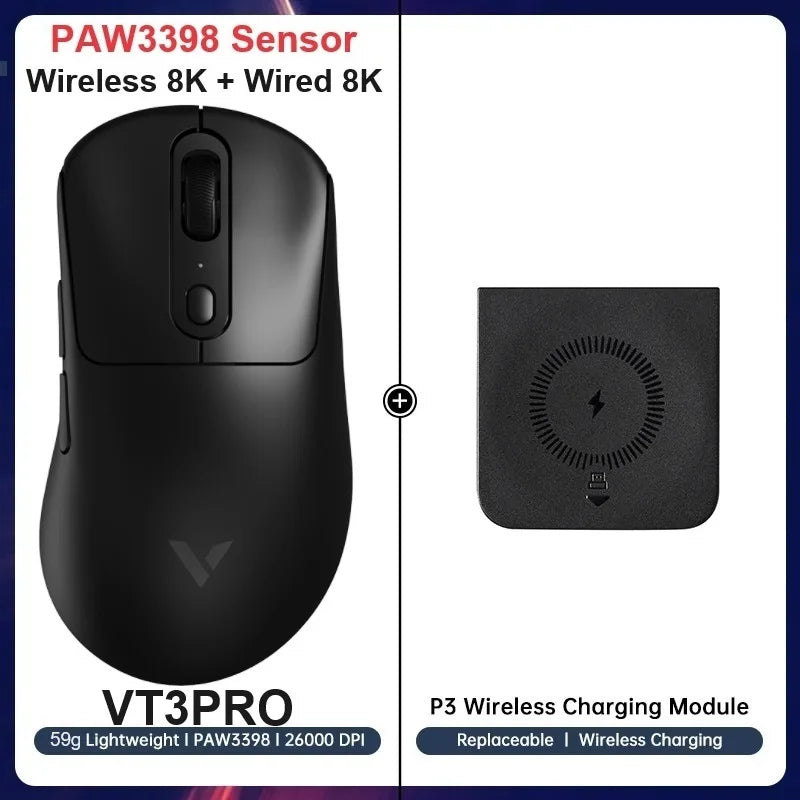 RAPOO VT3Pro Wireless Gaming Mouse 59g Lightweight 26000DPI 8KHz Polling 9 Programmable Buttons