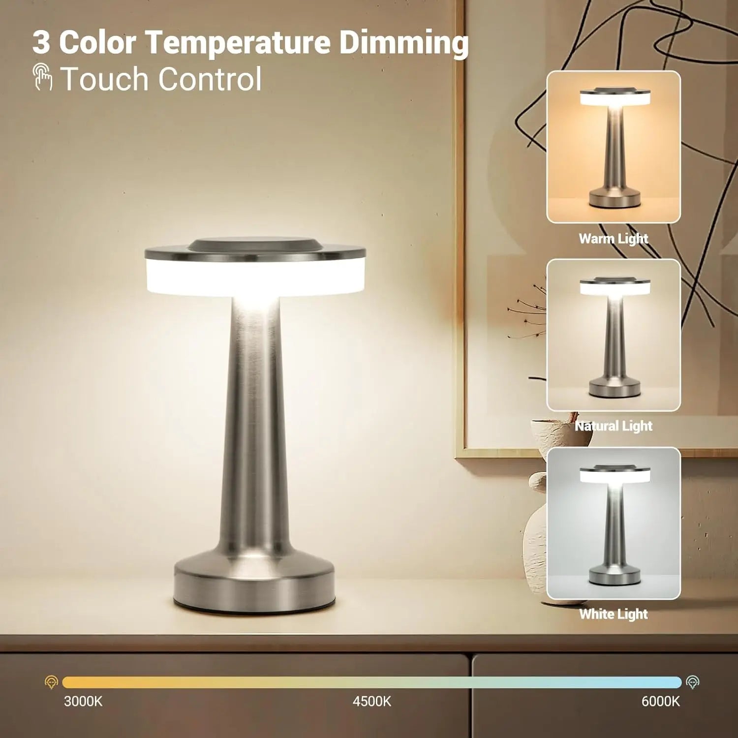 Stylish LED Table Lamp – Rechargeable Touch Night Light for Bedroom, Desk & Ambient Home Lighting