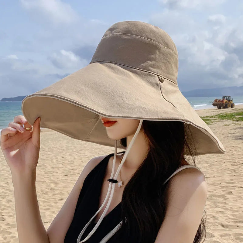 Wide Brim UPF 50+ Double-Sided Sun Hat for Women – Foldable Anti-UV Beach, Travel & Hiking Hat