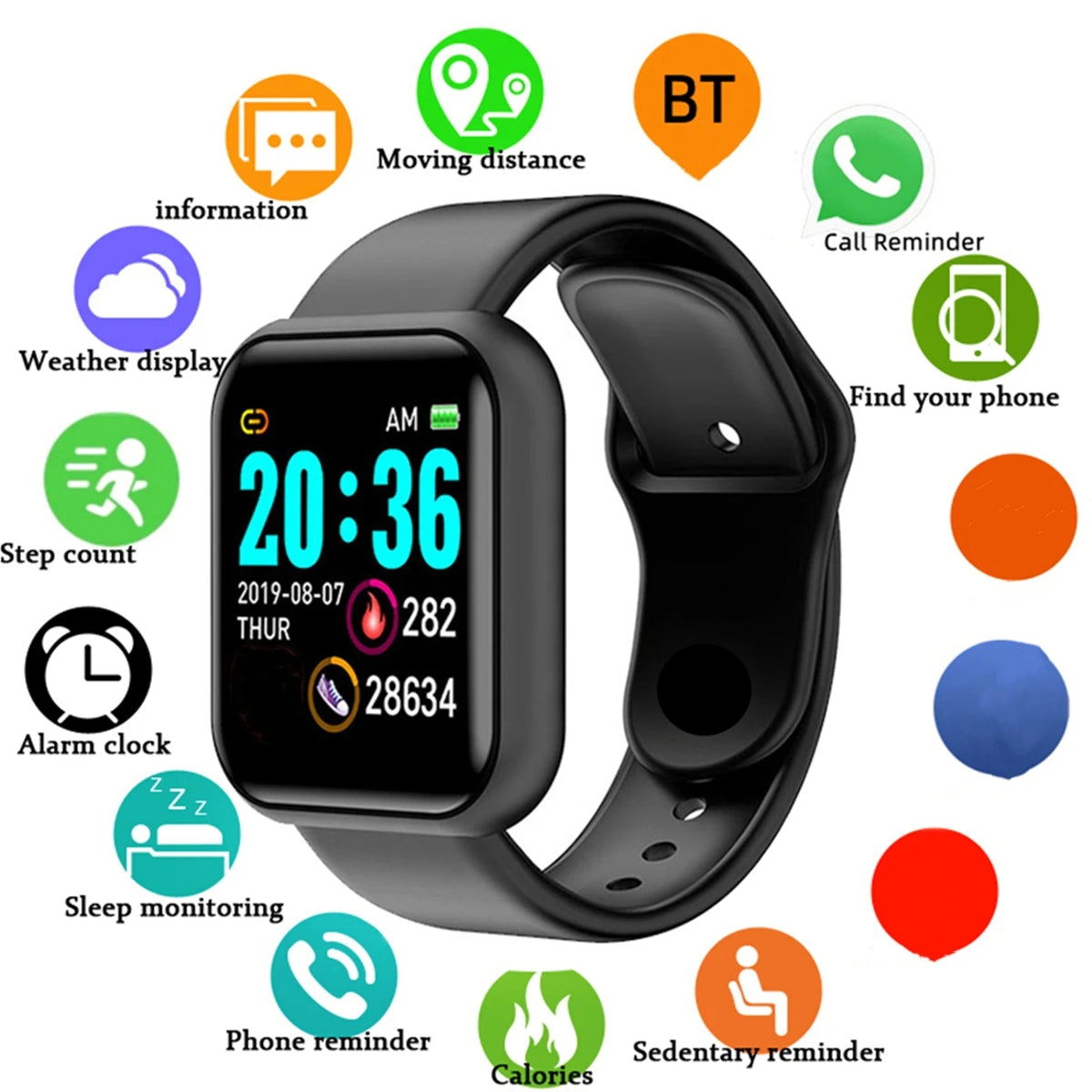 Smart Watch for Men & Women with Fitness Tracker, Heart Rate Monitor & Message Reminder