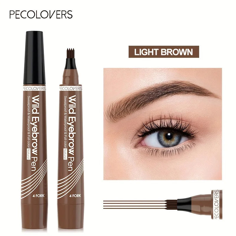 Waterproof Eyebrow Tattoo Pen with 4 Split Tip Liquid Applicator for Natural Long-Lasting Brows