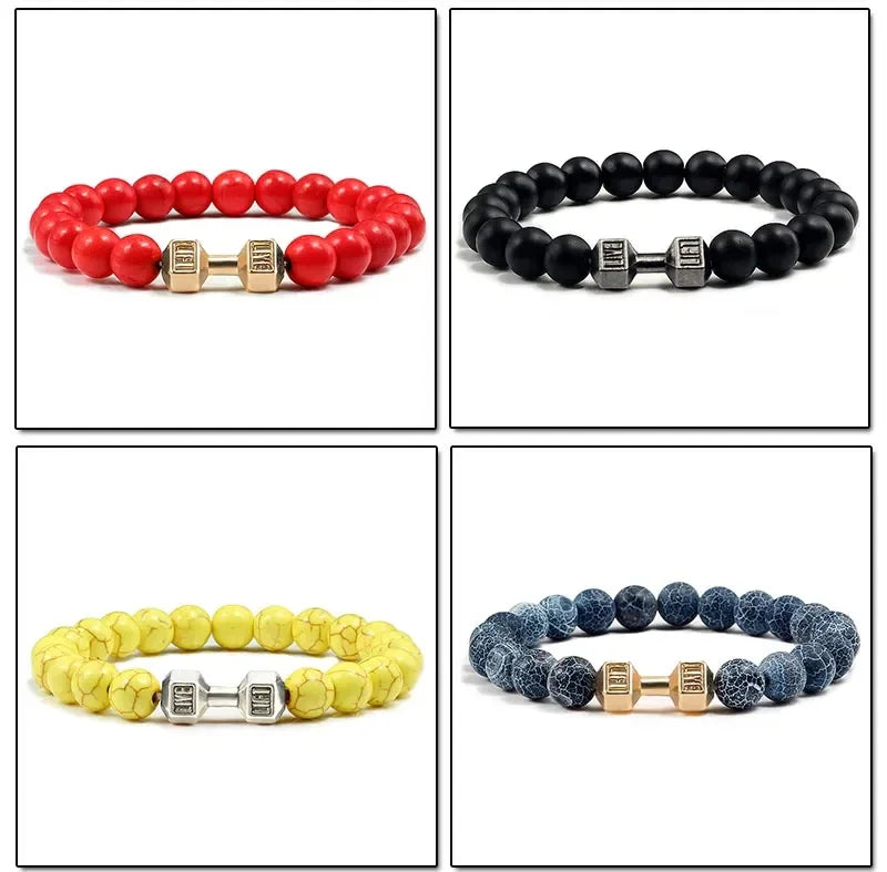 Lava Bracelet – Black Volcanic Stone with Matte Dumbbell Beads