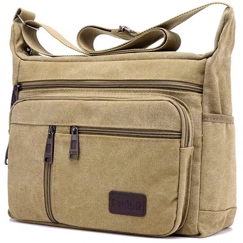 Men's Canvas Shoulder Bag Casual Tote Crossbody Travel Messenger Handbag Fashion High Quality