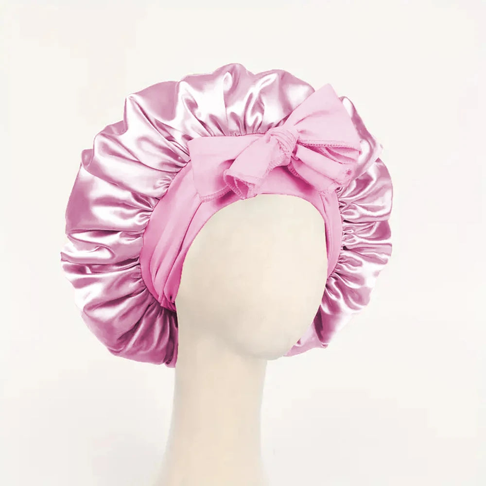 ADJUSTABLE SATIN SILK BONNET FOR SLEEPING | Unisex Hair Protection with Tie Band – 16 Colours