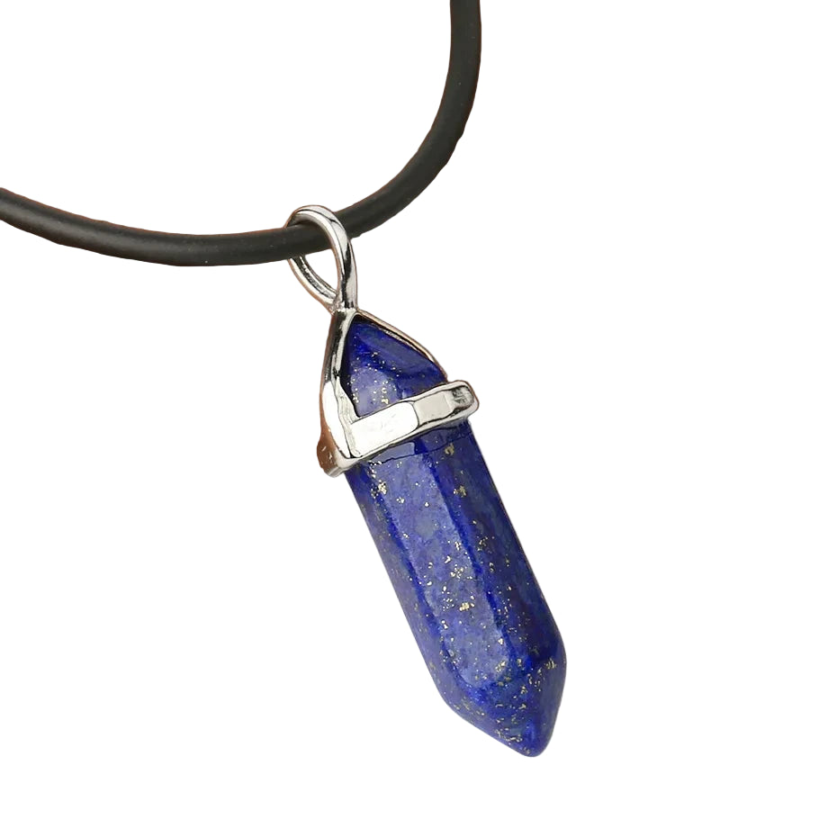 Natural Gemstone Hexagonal Bullet Necklace Quartz Crystal Pendant Chakra Healing Reiki Jewellery
