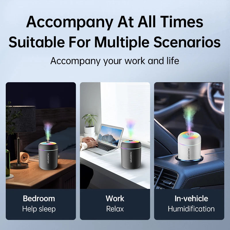 MINI AIR HUMIDIFIER 180ML – USB Aroma Diffuser & Ultrasonic Mist Maker for Home, Car & Bedroom