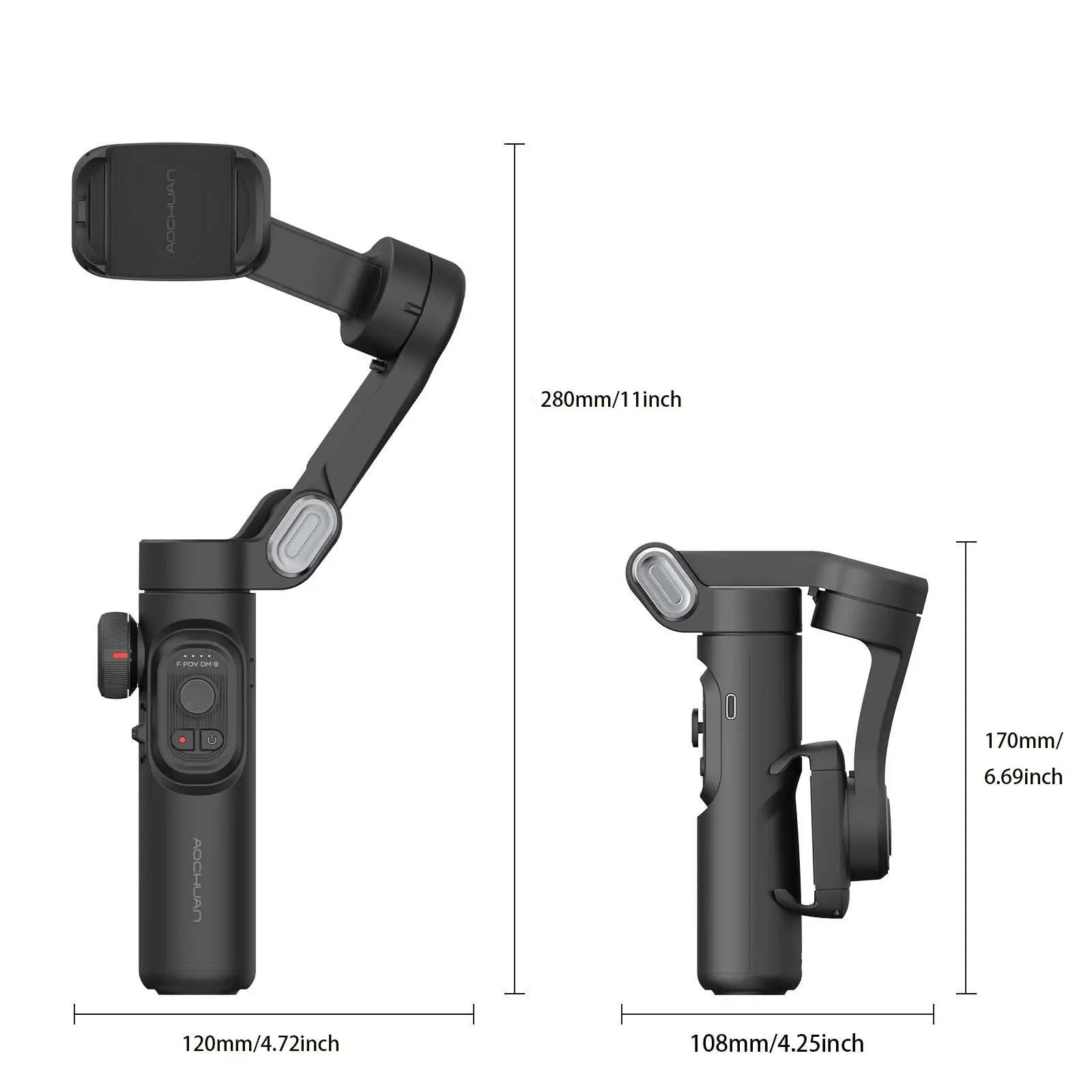 AOCHUAN 3-Axis Handheld Smartphone Gimbal Stabilizer with Fill Light Face Tracking Vlog Smart XE