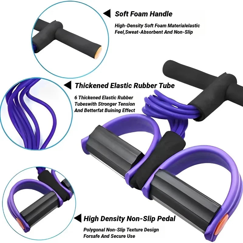 Four-Tube Pedal Tensioner Multi-Functional Fitness Equipment Yoga Elastic Band Home Gym Trainer