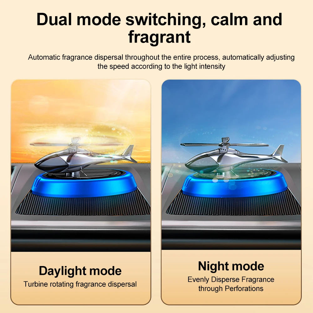 Solar Powered Helicopter Car Air Freshener – Aromatherapy Fragrance Diffuser for Fresh Driving