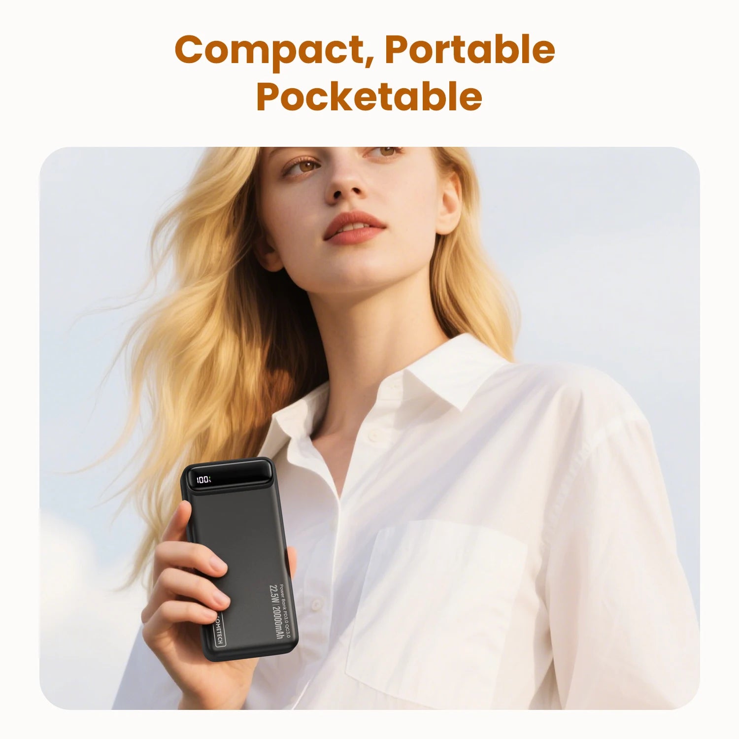 22.5W 20000mAh Portable Power Bank Fast Charging External Battery for iPhone Samsung Xiaomi iPad