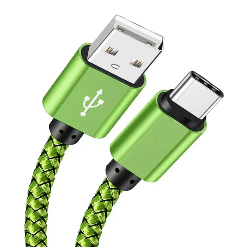 USB A to Type-C Fast Charging Cable 2A Nylon Data Cable for iPhone, Android, Huawei, Samsung Devices