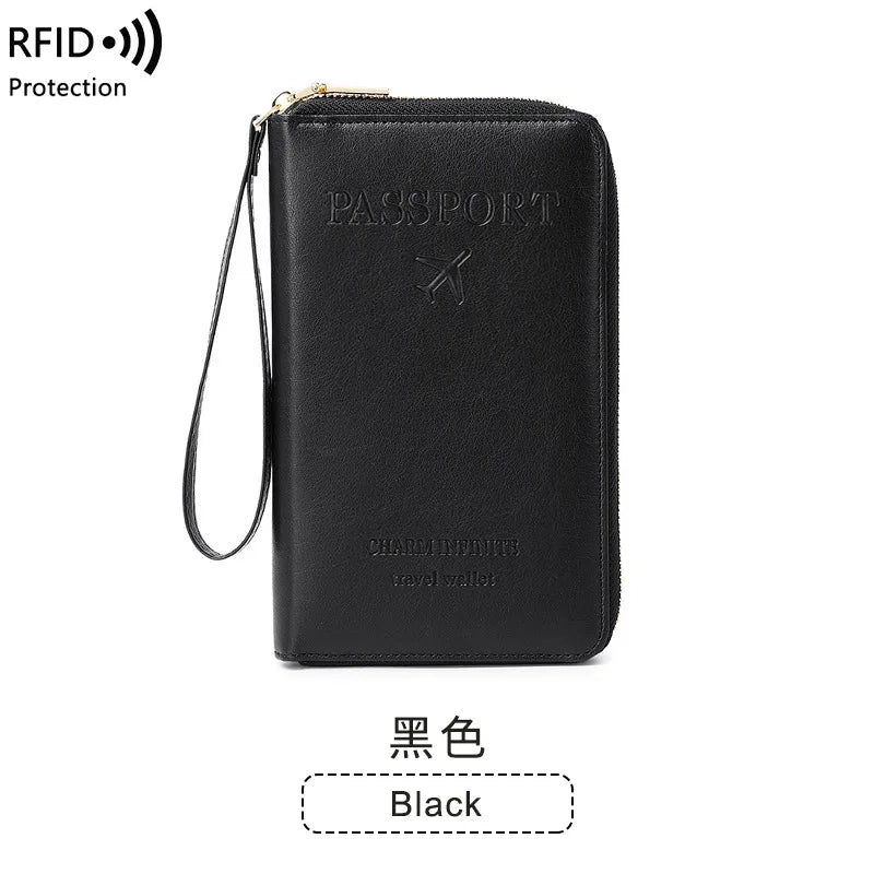 New Leather Passport Cover RFID Blocking Wallet | Travel Essentials & Zipper Phone Bag