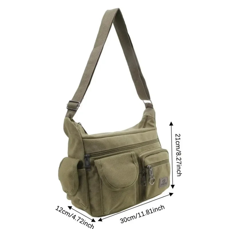 Casual Sling Bag Messenger Crossbody Shoulder Bag Unisex Travel Outdoor Vintage Canvas Tote