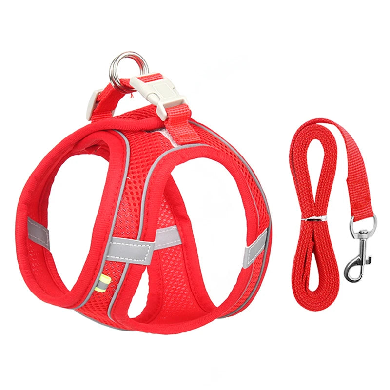 Dog Harness Leash Set for Small Dogs Adjustable Reflective Puppy Harness Vest for Walking