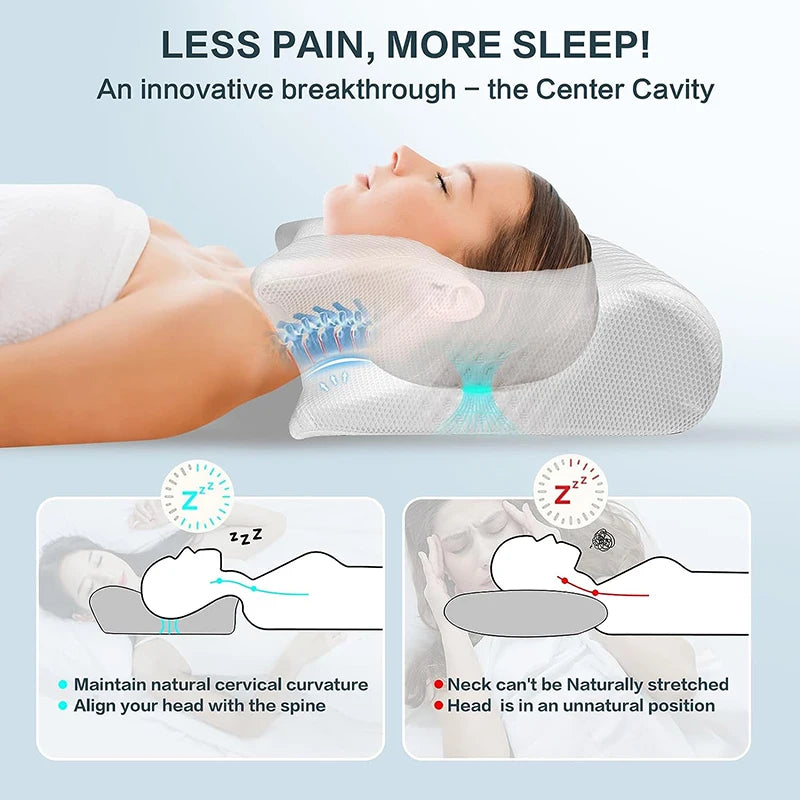 Memory Foam Cervical Pillow – Ergonomic Contour Orthopaedic Neck Pillow for Pain Relief & Support