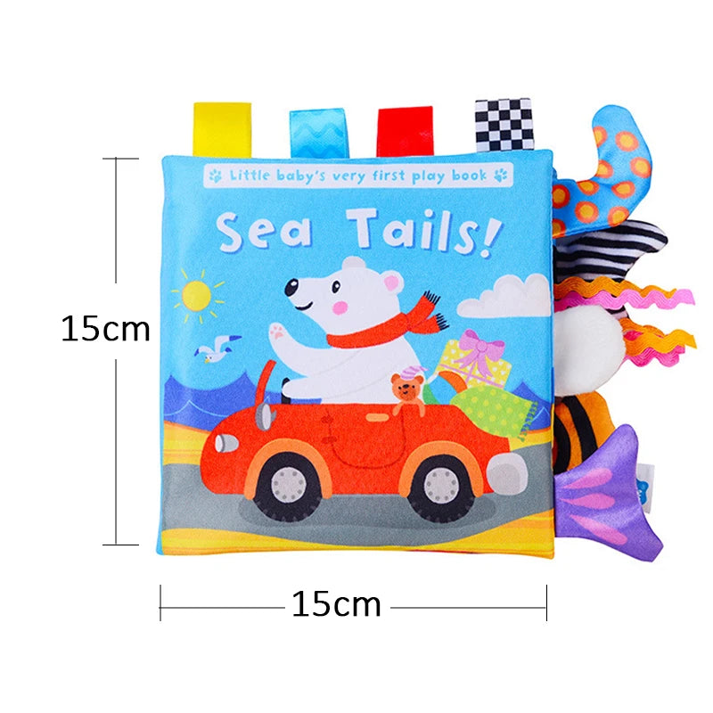 QWZ Soft Baby Cloth Books 3D Touch Feel High Contrast Sensory Stroller Toy for Newborns & Infants
