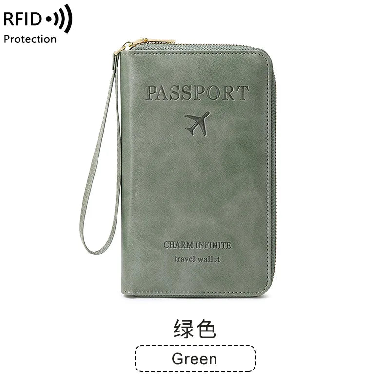New Leather Passport Cover RFID Blocking Wallet | Travel Essentials & Zipper Phone Bag