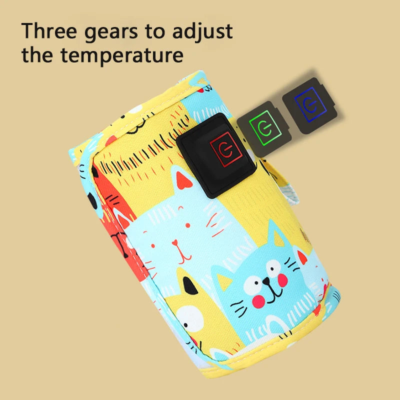 USB Milk Water Warmer Portable Travel Bottle Heater with Insulated Bag for Baby Feeding on the Go