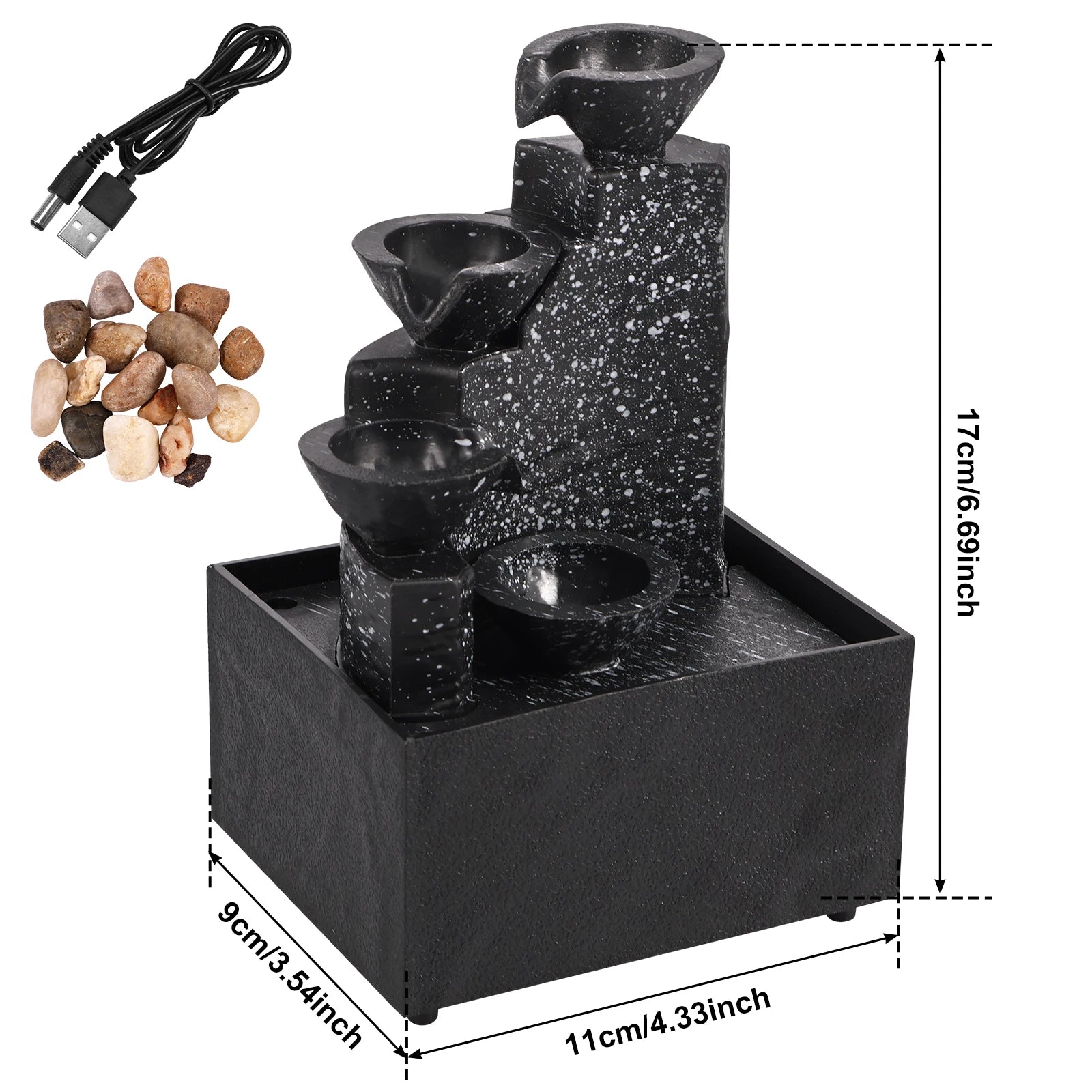 Tabletop Waterfall Desktop Fountain with Soft Lights Flowing Water Relaxation Meditation Gift