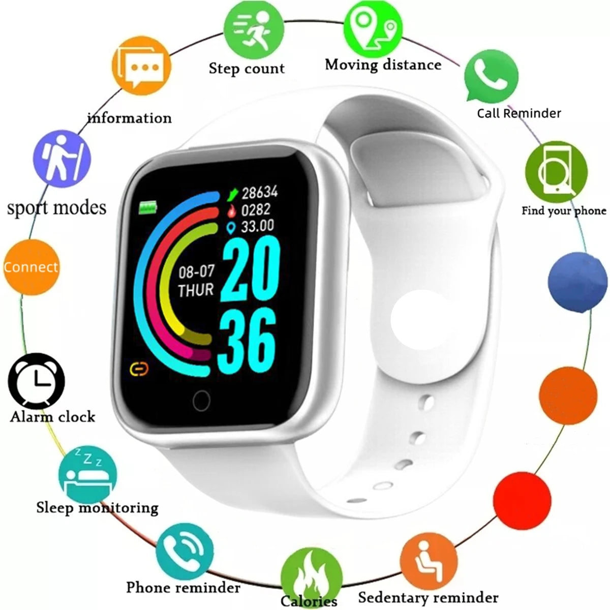 Smart Watch for Men & Women with Fitness Tracker, Heart Rate Monitor & Message Reminder