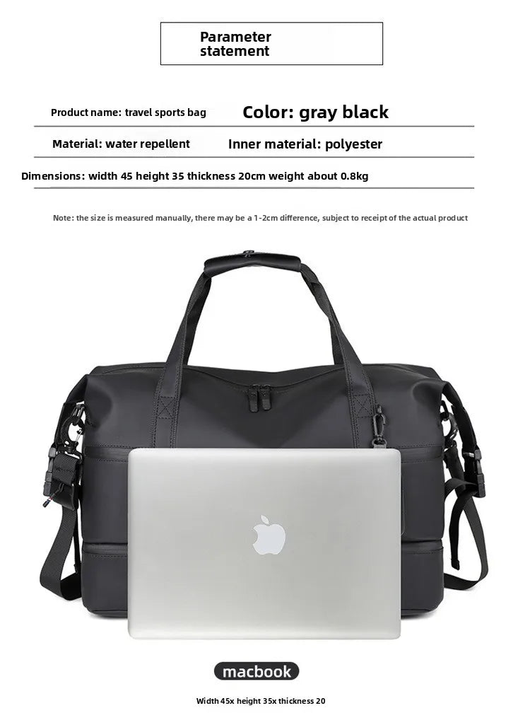 Men's Large Capacity Travel Bag Waterproof PU Leather Duffle Gym Shoulder Handbag