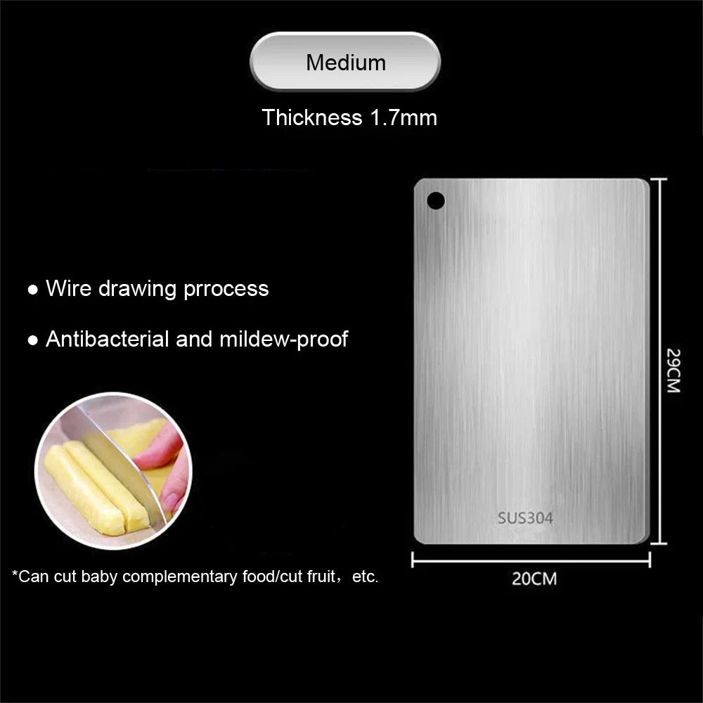 Stainless Steel Chopping Board - Double-Sided Cutting Board for Kitchen, Antibacterial, Eco-Friendly