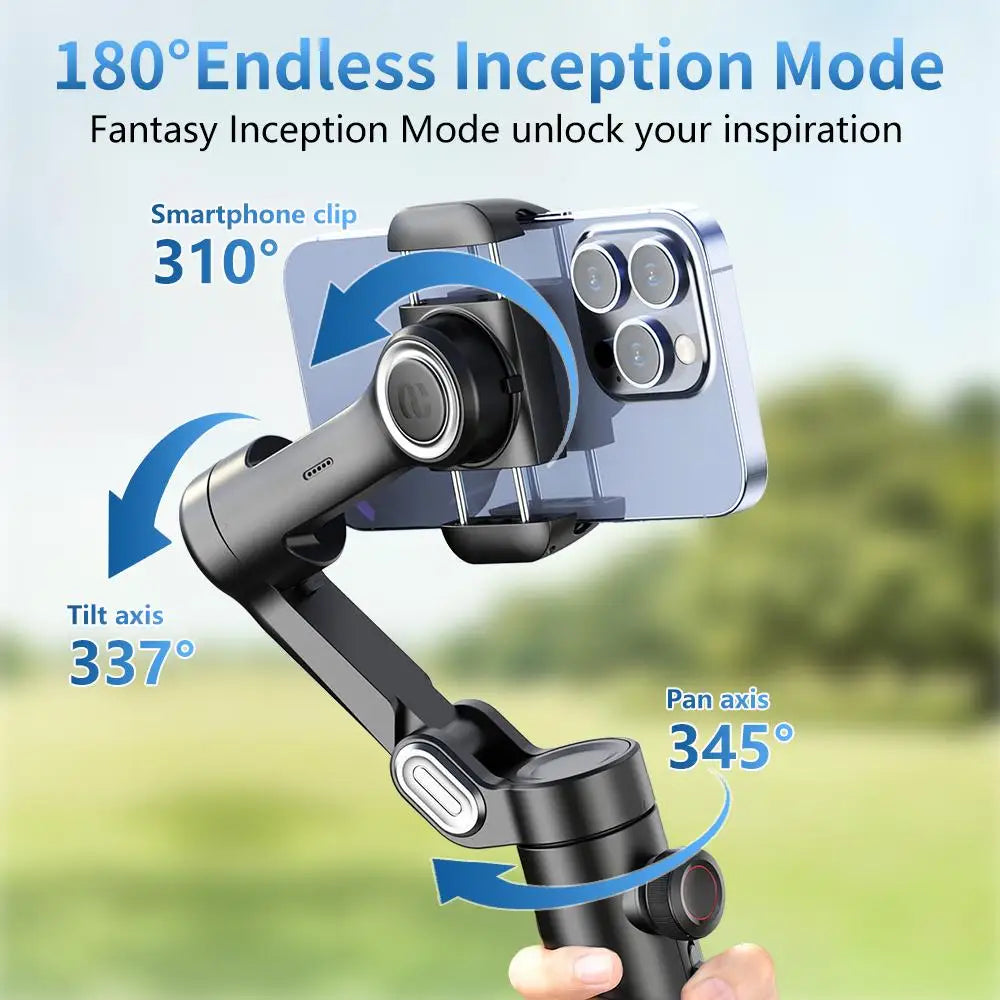 AOCHUAN 3-Axis Handheld Smartphone Gimbal Stabilizer with Fill Light Face Tracking Vlog Smart XE