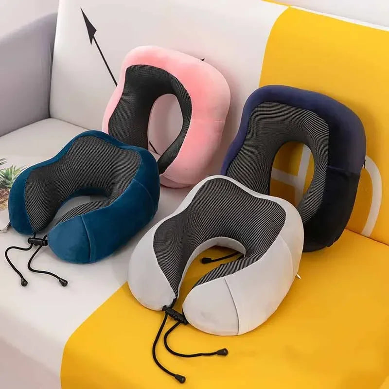 Travel Neck Pillow U-Shaped Memory Foam for Airplane, Sleeping, Cervical Support and Comfort