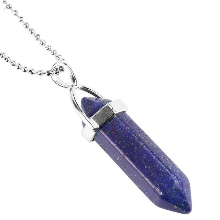 Natural Gemstone Hexagonal Bullet Necklace Quartz Crystal Pendant Chakra Healing Reiki Jewellery