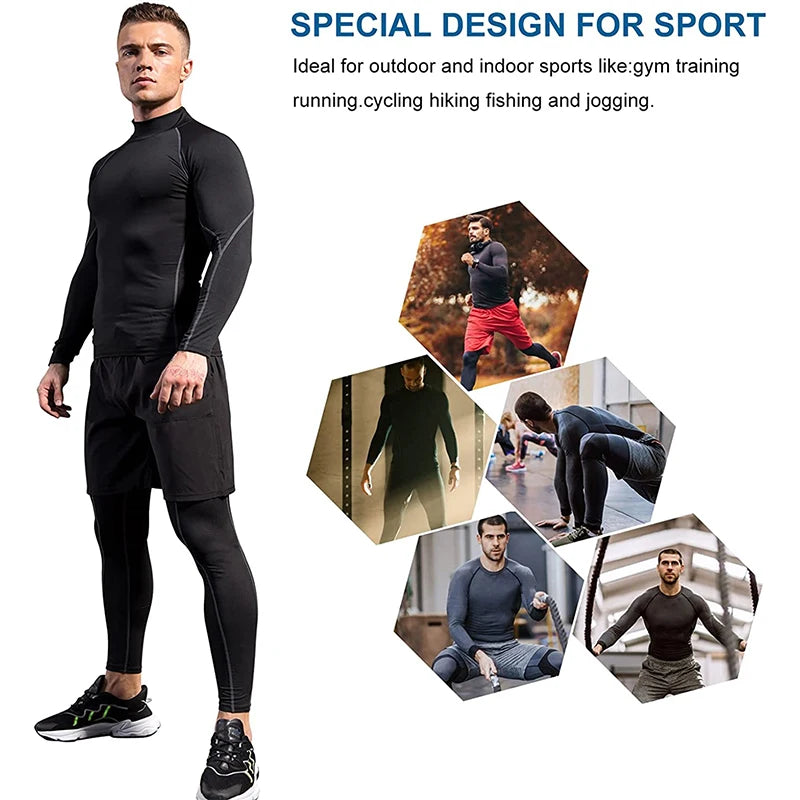 Long Sleeve Men’s Compression T-Shirt – Quick Dry Gym Top for Fitness, Running & Bodybuilding