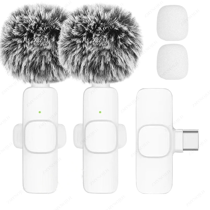 Wireless Lavalier Microphone Portable Mini Clip-On Mic for iPhone Android PC Camera Live Streaming