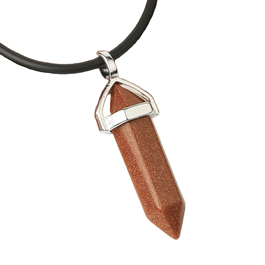 Natural Gemstone Hexagonal Bullet Necklace Quartz Crystal Pendant Chakra Healing Reiki Jewellery