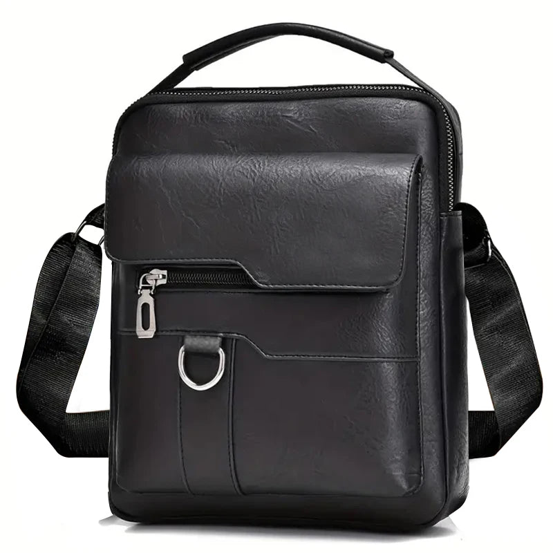 Men’s PU Leather Business Shoulder Bag Professional Crossbody Briefcase with Handle for Work Travel
