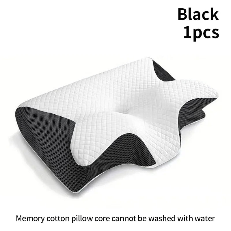 MOYU 2-in-1 Ergonomic Memory Foam Pillow for Neck Support, Cervical Relief, Sleep & Travel Comfort