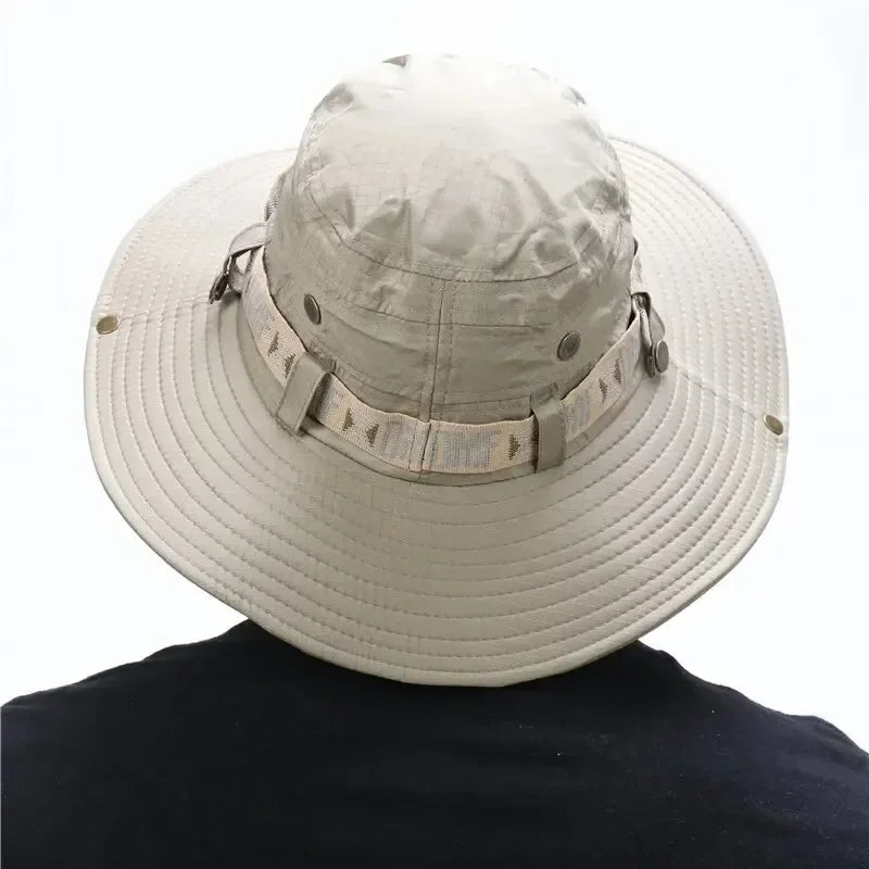 Outdoor UV Protection Wide Brim Bucket Hat for Men – Breathable Safari Hiking Fishing Beach Cap