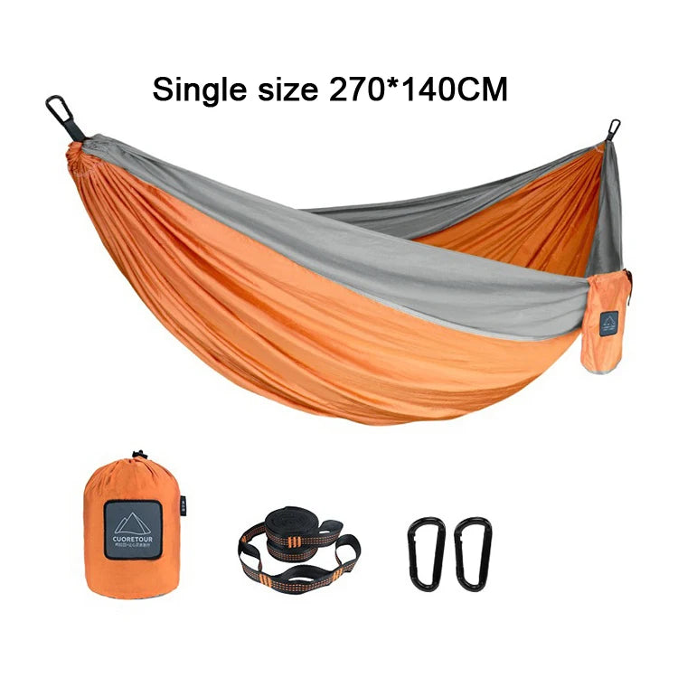 Portable Nylon Parachute Hammock Single & Double Sizes for Camping, Hiking, Travel and Outdoor Usage
