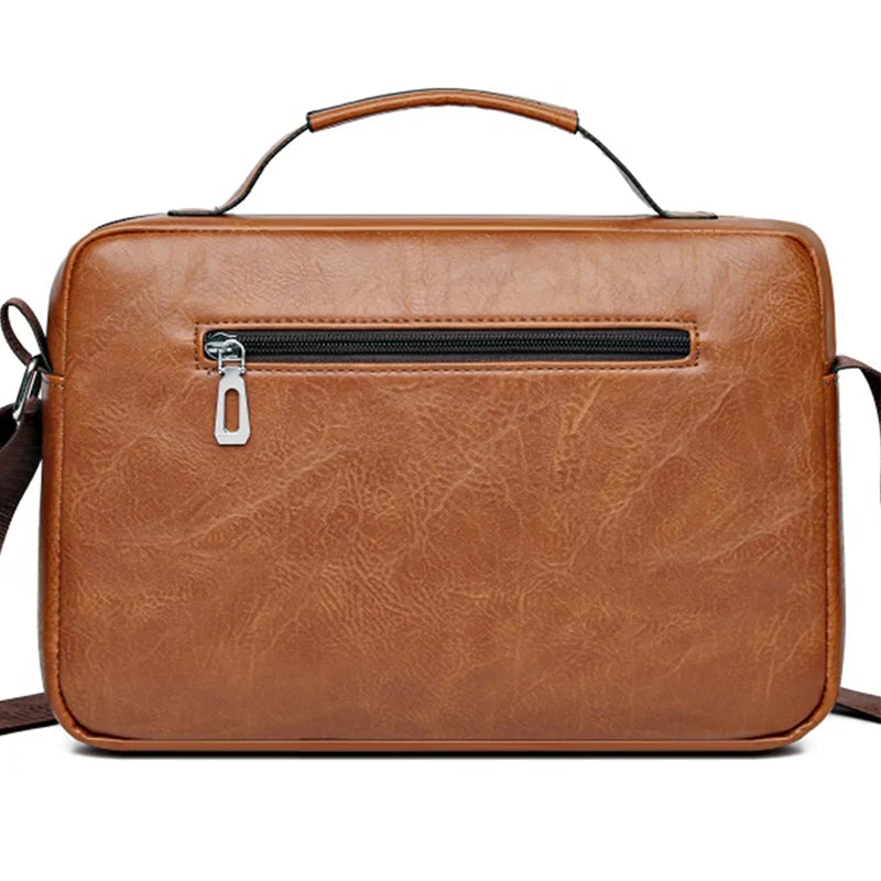 MEN'S Retro Messenger Bag Waterproof PU Leather Laptop Briefcase Large Capacity for Office Travel