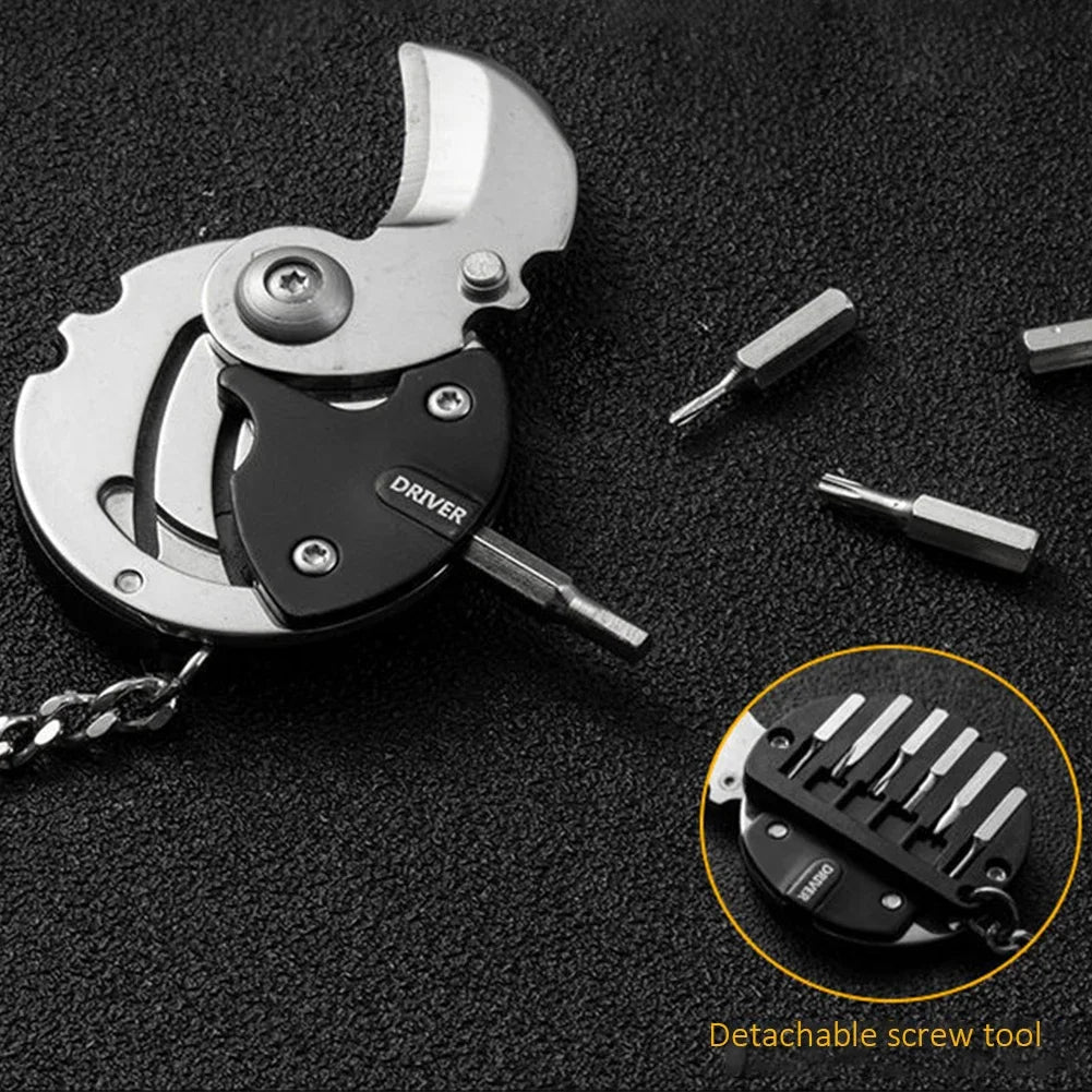 Multifunctional Hexagon Keychain Tool – Mini Folding Knife, Screwdriver & EDC Gear Coin Tool