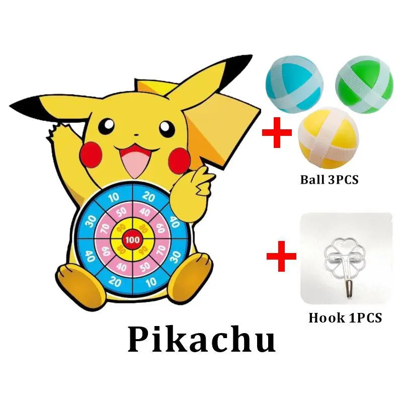 POKEMON Kids Cartoon Dart Board Sticky Ball Toy Pikachu Squirtle Game Party Interactive Gift
