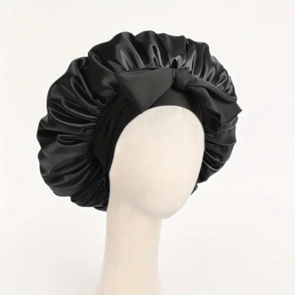 ADJUSTABLE SATIN SILK BONNET FOR SLEEPING | Unisex Hair Protection with Tie Band – 16 Colours