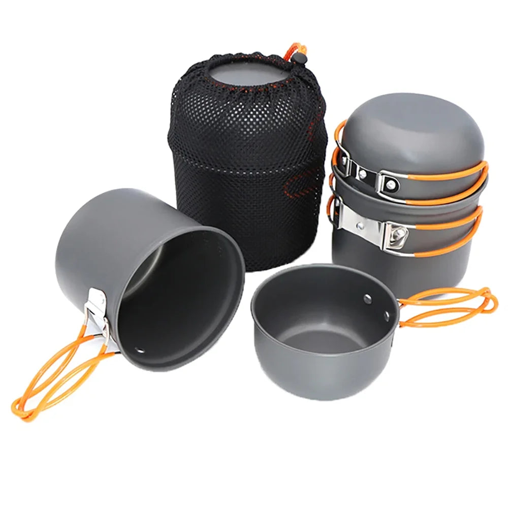 Outdoor Camping Cookware Set | Lightweight Portable Aluminium Alloy Pot Set for 1-2 People