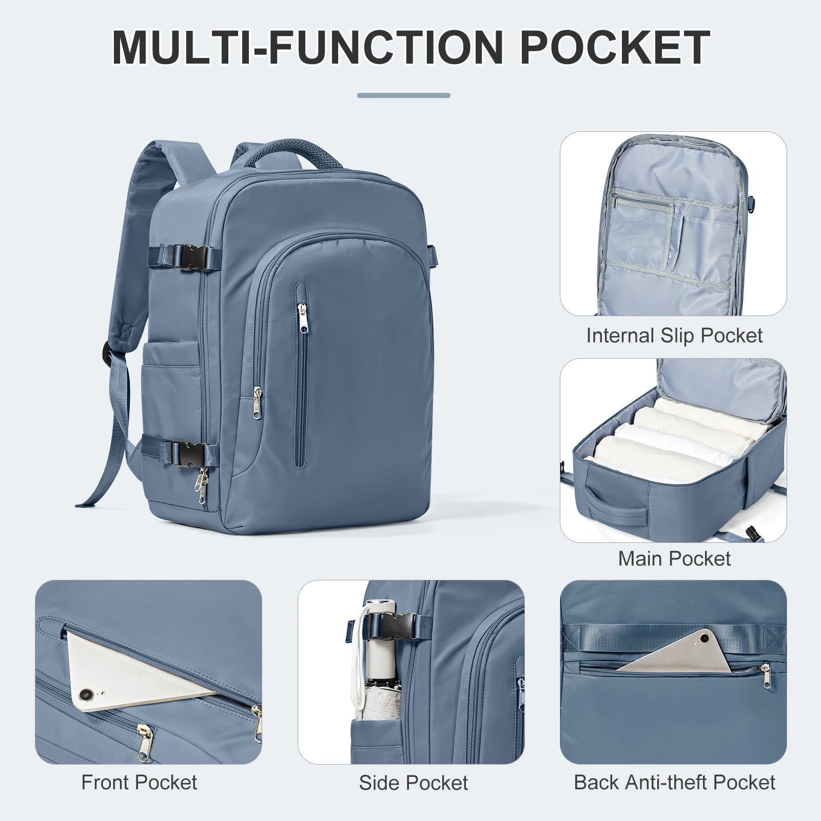 Laptop Travel Backpack Women Men Aircraft Carry-On 45x36x20 and 40x20x25 underseat bag requirements