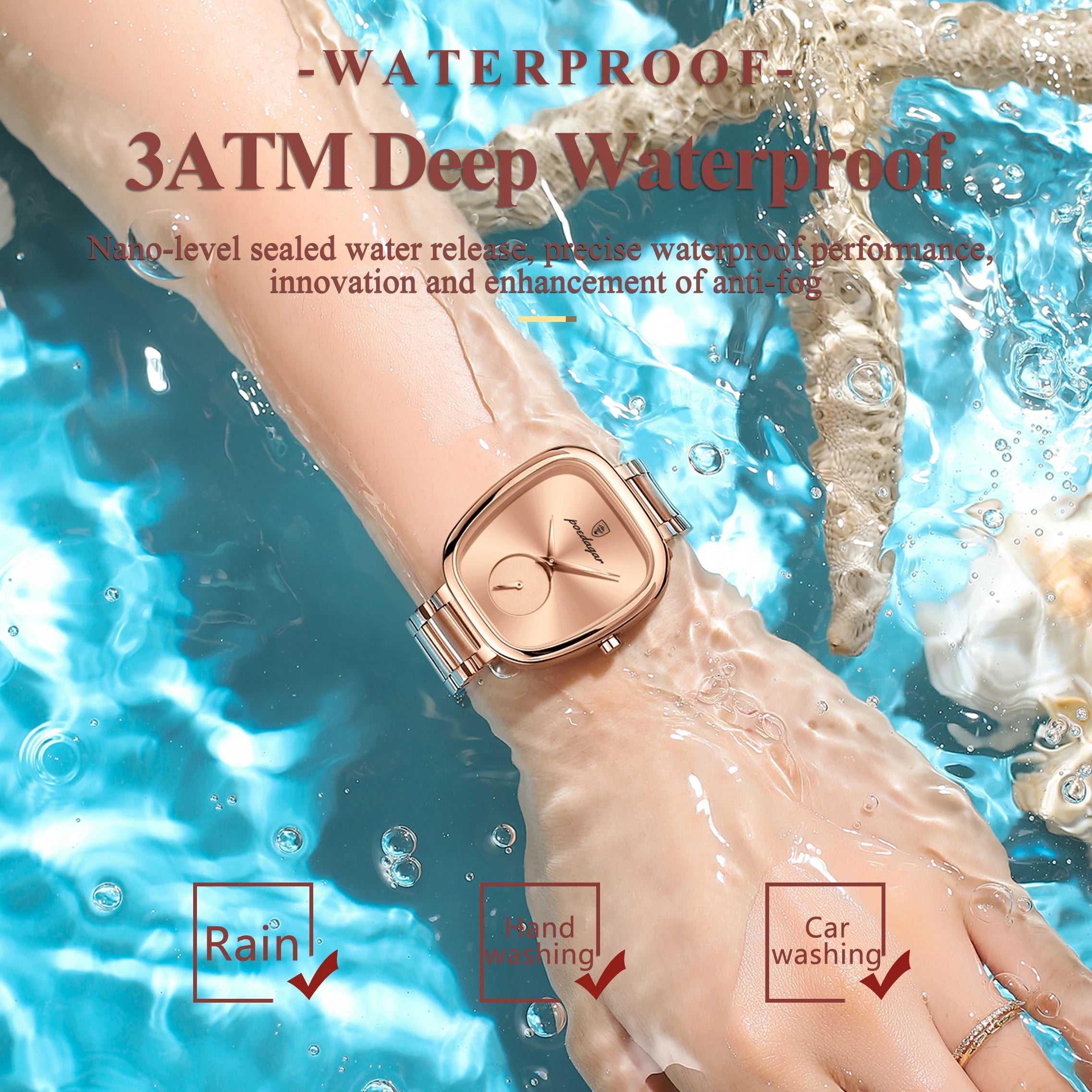 POEDAGAR Luxury Women's Quartz Watch Waterproof Stainless Steel Elegant Ladies Fashion Clock