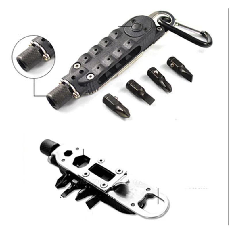 Mini Portable Multifunctional Screwdriver Keychain – Stainless Steel Camping Tool for EDC Survival