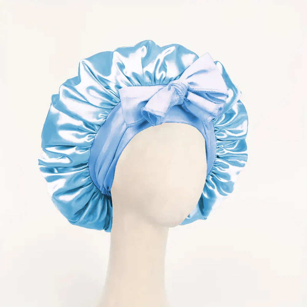 ADJUSTABLE SATIN SILK BONNET FOR SLEEPING | Unisex Hair Protection with Tie Band – 16 Colours