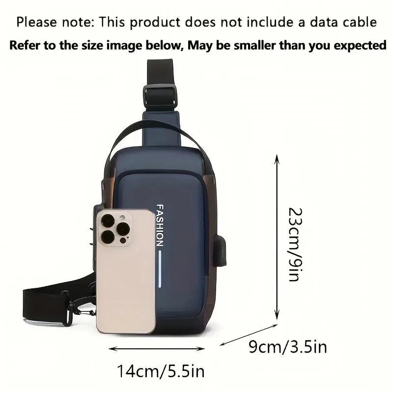 Durable Oxford Fabric Men's Sling Bag – Stylish Motorcycle Crossbody Chest Pack with Phone Pocket