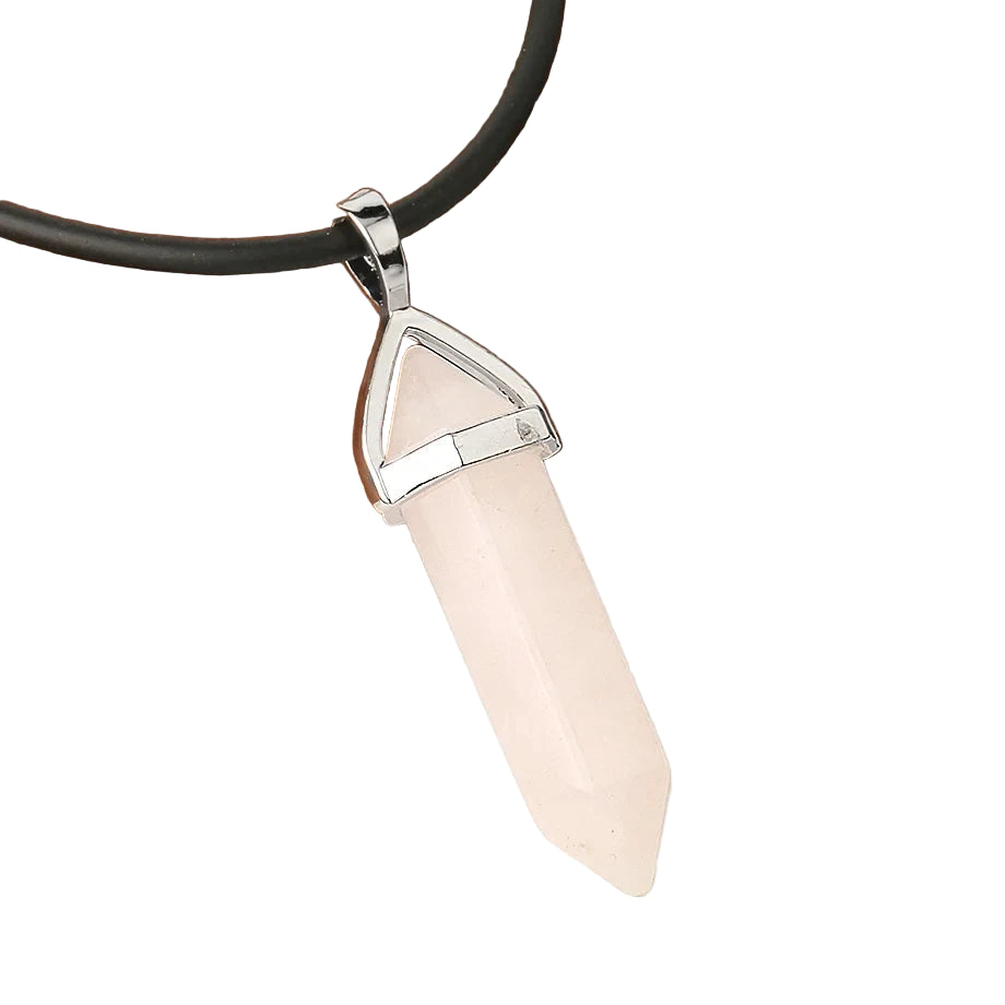 Natural Gemstone Hexagonal Bullet Necklace Quartz Crystal Pendant Chakra Healing Reiki Jewellery