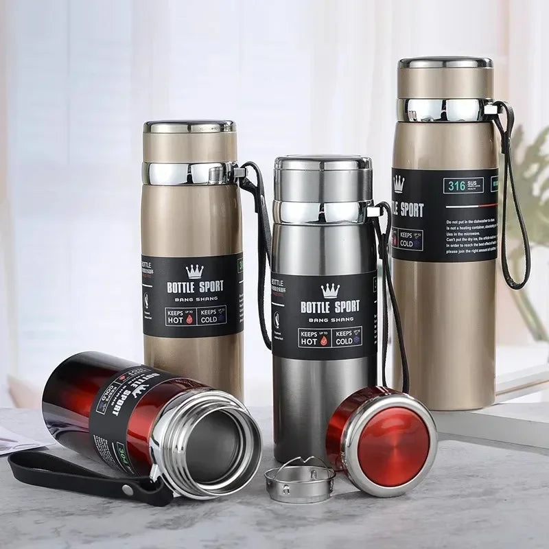 Thermal Water Bottle 1000ml – Stainless Steel Vacuum Flask Keeps Drinks Hot or Cold 12h