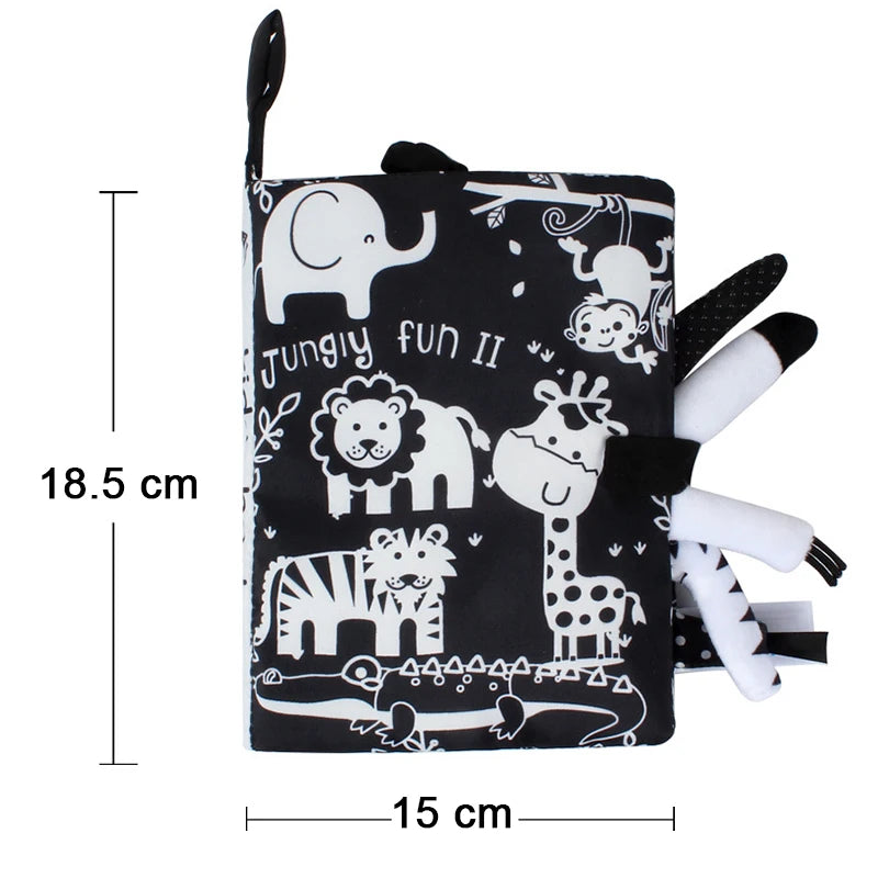 QWZ Soft Baby Cloth Books 3D Touch Feel High Contrast Sensory Stroller Toy for Newborns & Infants